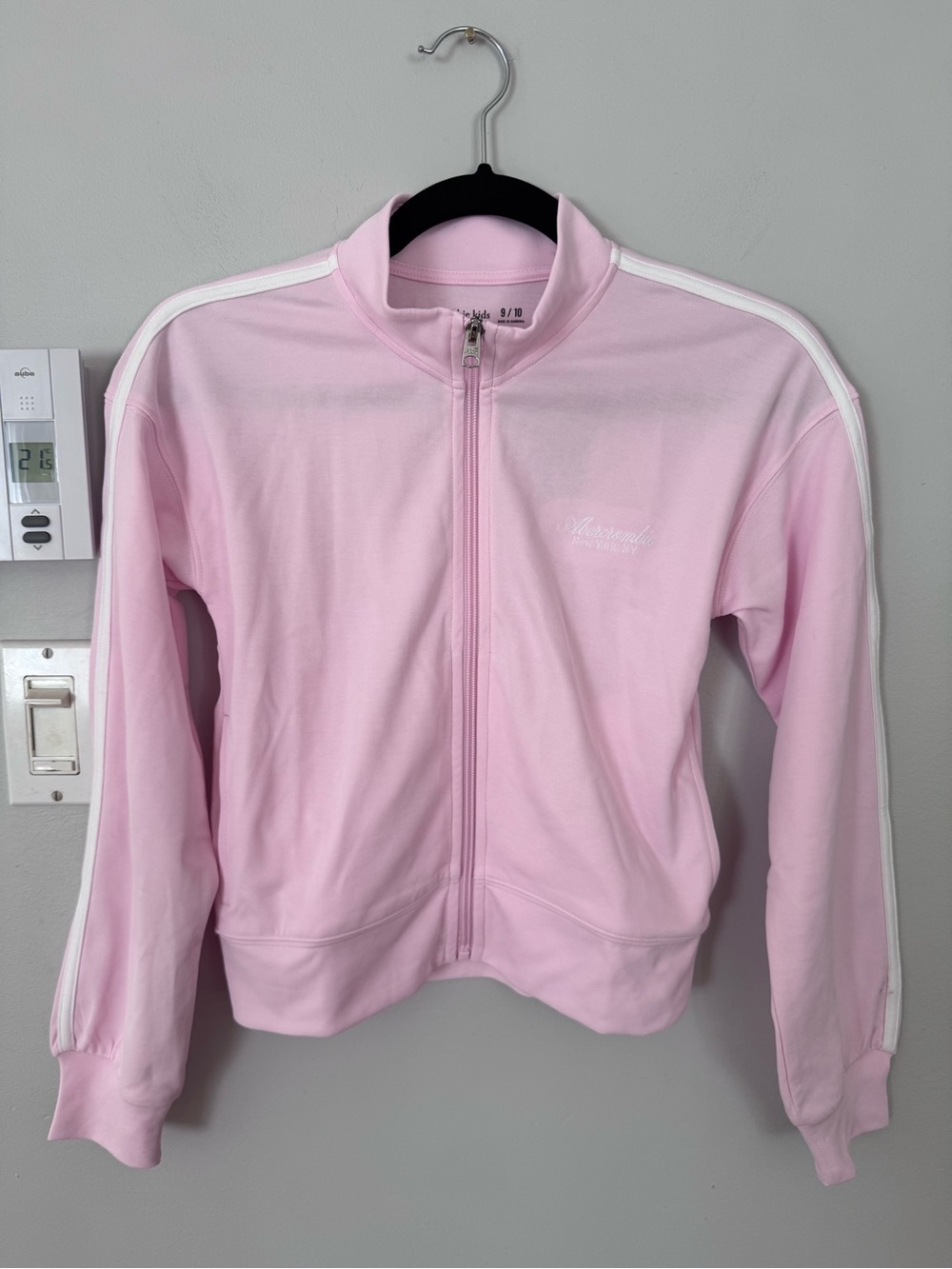 abercrombie kids Light Pink Track Jacket with White Stripes